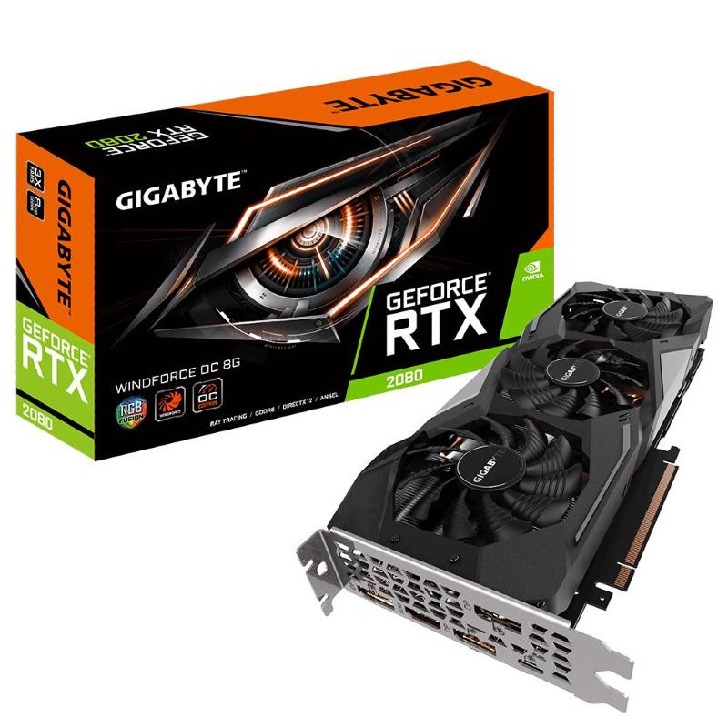 Gigabyte geforce rtx 2080 windforce oc 8gb gddr6 rgb hdmi/3*dp/usb type-c pci ex 3.0 16x - refurbished grade a