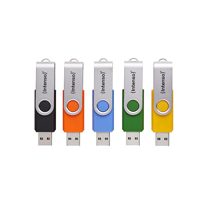 Intenso 5 x usb-stick office line, 32 gb, usb-a, 3.2 gen 1x1, bunt, 32 gb, usb typ-a, 3.2 gen 1 (3.1 gen 1), drehring, m