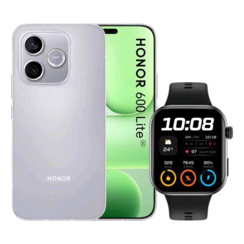 Honor 600 lite 5g dual sim 6.6 octa core 256gb ram 8gb 5g italia velvet grey + watch 2i smarwatch black