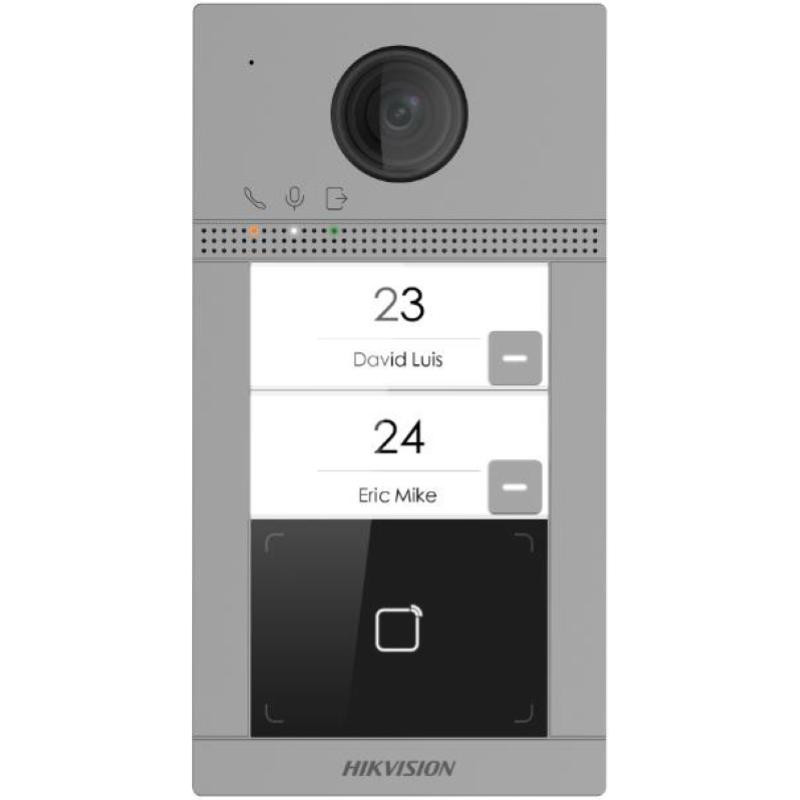 Hikvision postazione da esterno ip, materiale metallico, 2 pulsanti fisici, telecamera risoluzione 2mp, ir e wdr- ds-kv8213-wme1