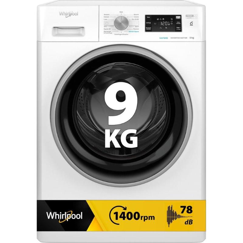 Whirlpool lavatrice 9kg 6Â°sensoinverter/vap a 1400giri ffb 948 bsv it