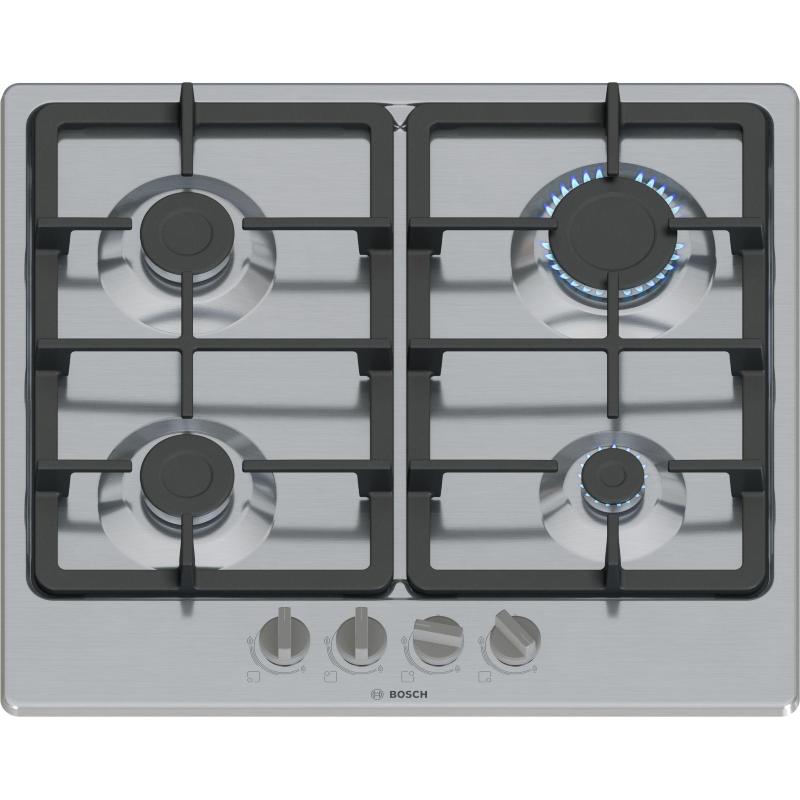 Bosch piano cottura incasso gas4 zone 60cm inox pgp6b5k90