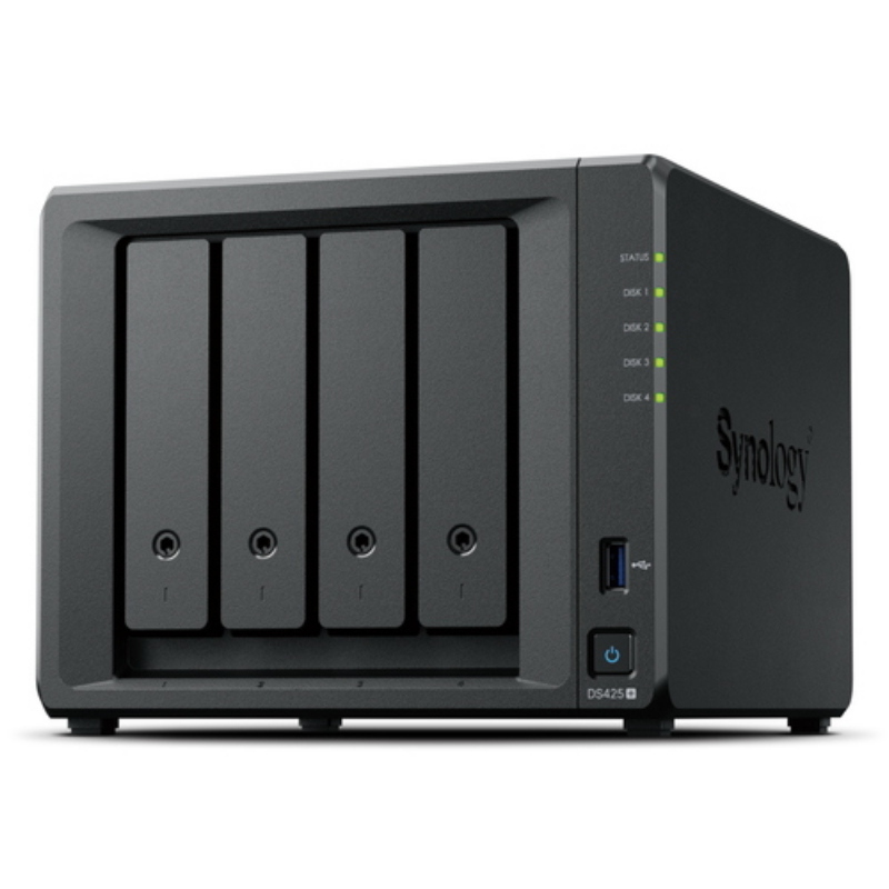 Synology nas tower 4x sata, 2x nvme, max 40 cam, celeron j4125, 2gb ram, 2.5gbe, usb 3.2,