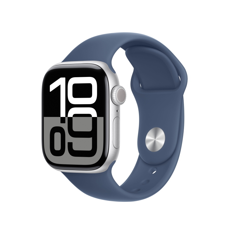 Aw s10 gps 42mm silver aluminium case with denim sport band - m/l