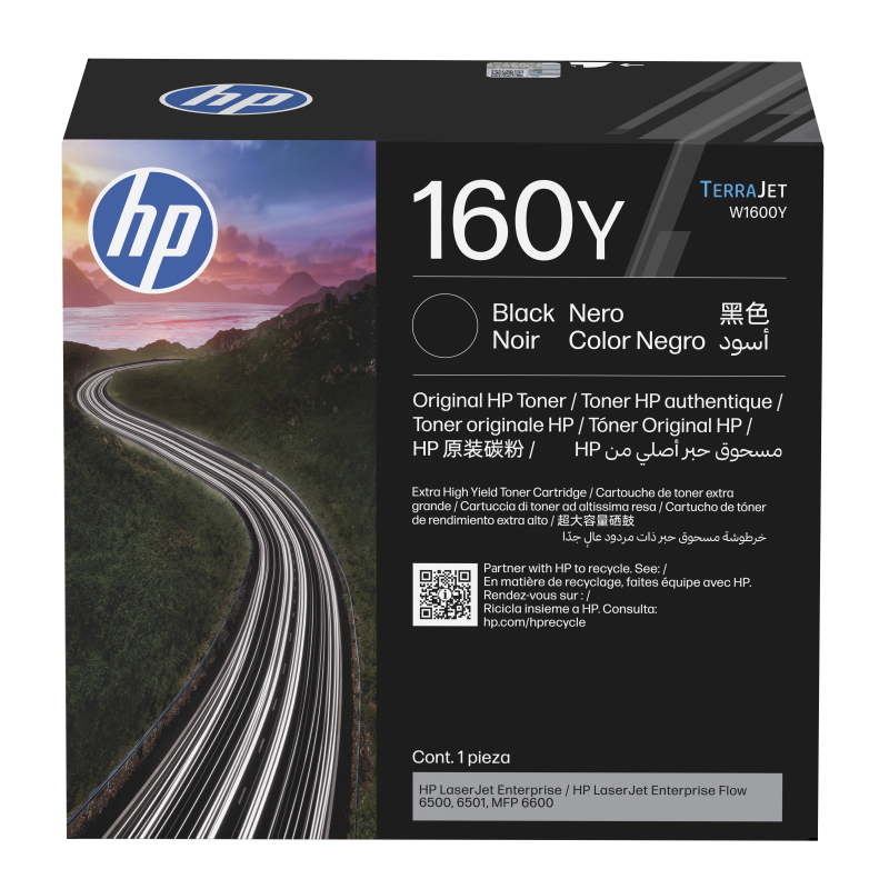 Hp 160y extra high yield black toner cartridge laserjet enterprise flow 6500/6501/mfp 6600 - 38k