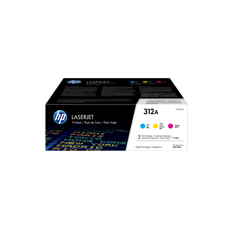 Hp cartuccia toner ciano tri-pack 312a