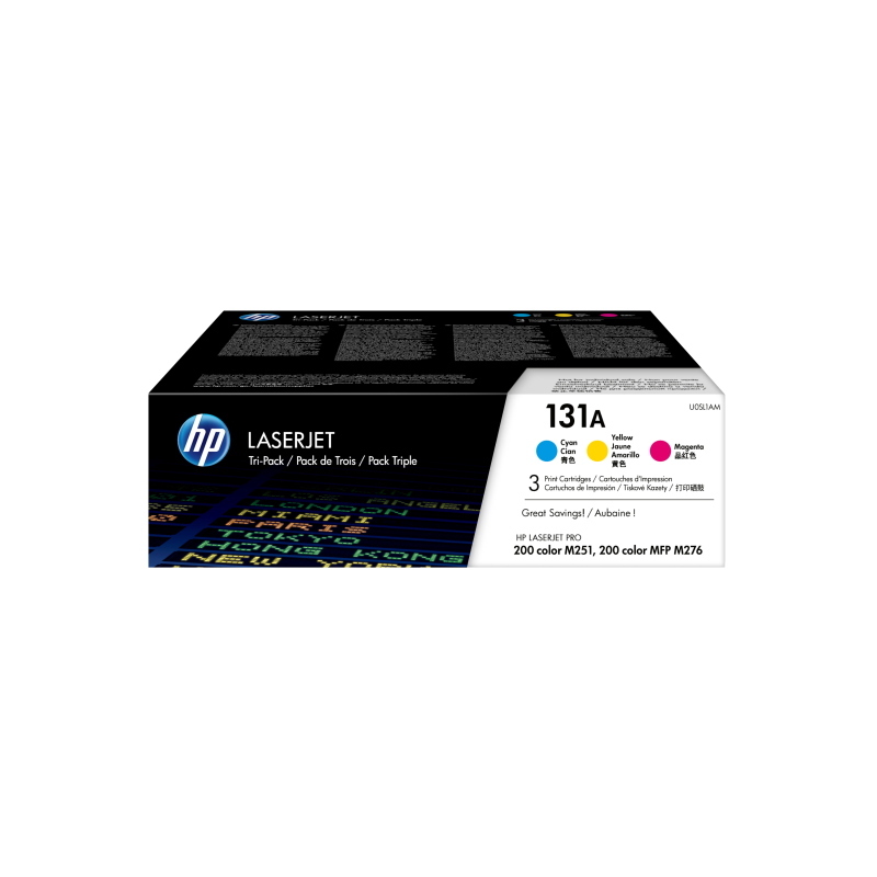 Hp confezione da 3 cartucce toner originali ciano/magenta/giallo laserjet 131a