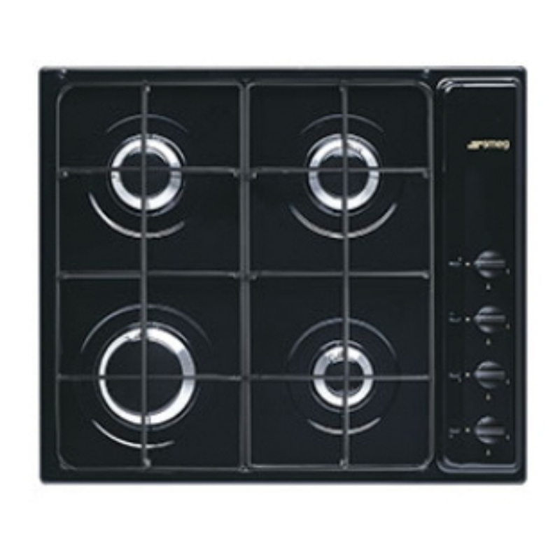 Smeg piano cottura incasso gas 4 zone 60cm nero s64sn