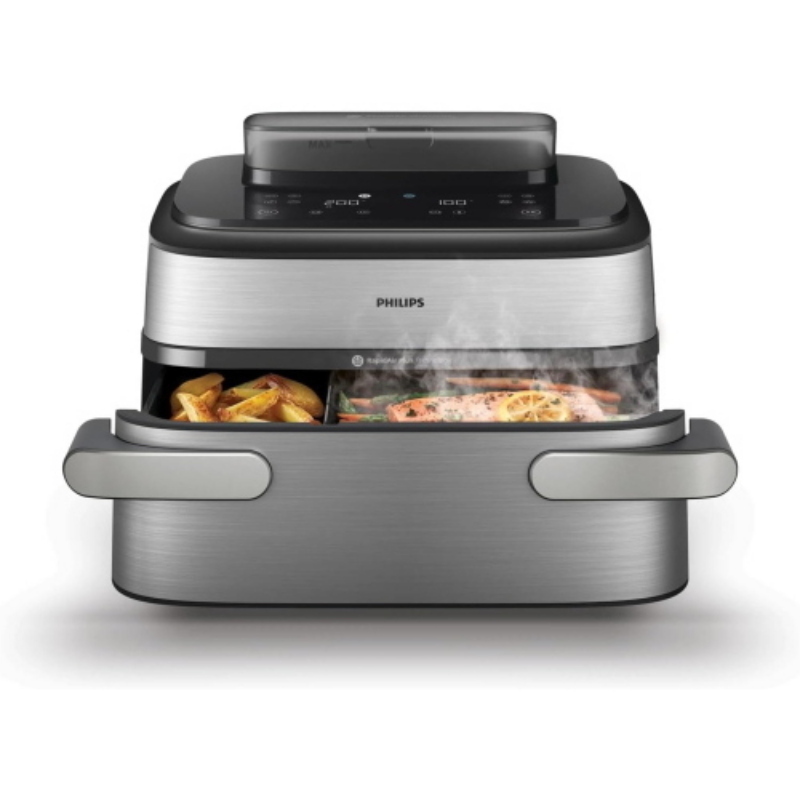 Philips steam airfryer 5000 series megabasket friggitrice ad aria dual basket con funzione vapore mega cestello da 9.5 lt o doppio cestello da 3 lt + 6lt