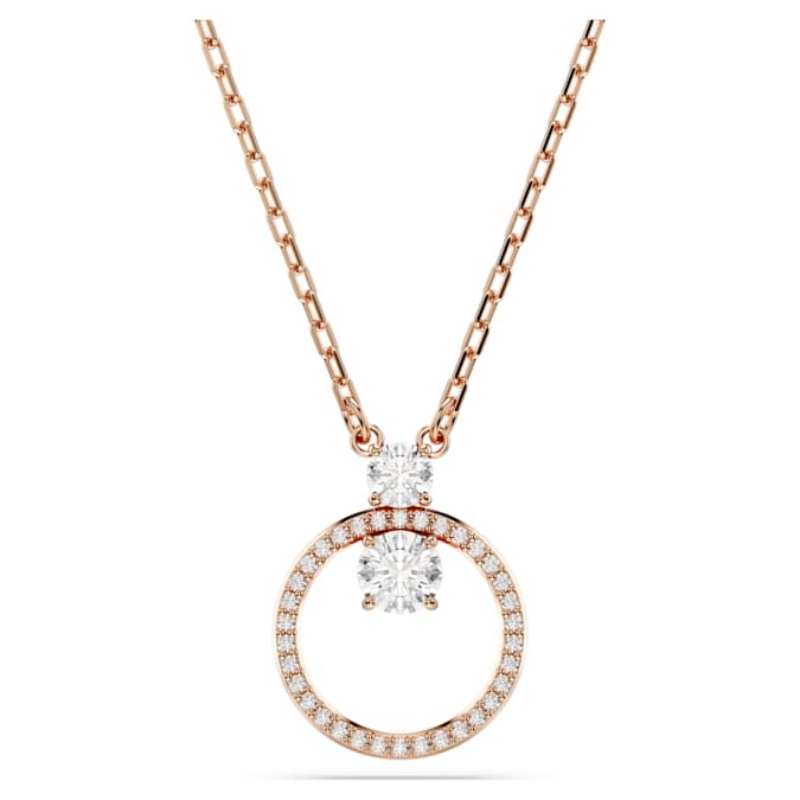 Swarovski 5692266 collana / set swarovski - pend cz white/ros nuovo in scatola originale