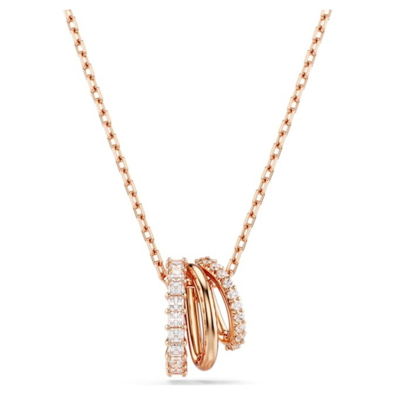 Swarovski 5701494 collana / set swarovski - pend 3 row white/ros nuovo in scatola originale