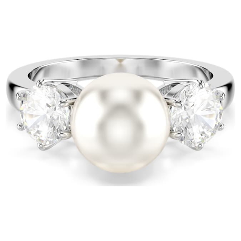 Swarovski 5689628 anello swarovski - anello 8mm pearl white/rhs 58 nuovo in scatola originale