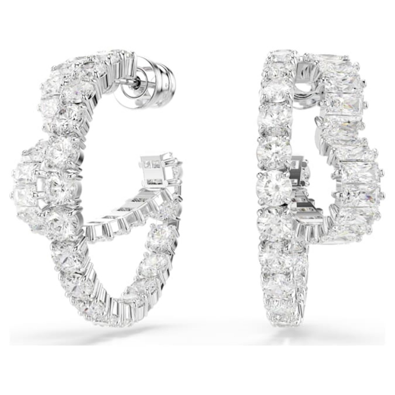 Swarovski 5705748 swarovski fashion piece - matrix orecchino a buco heart hoop white nuovo in scatola originale