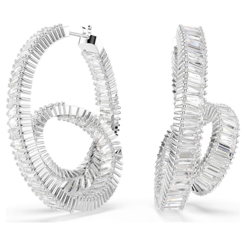 Swarovski 5727113 swarovski fashion piece - matrix orecchino a buco hoop twisted whi nuovo in scatola originale