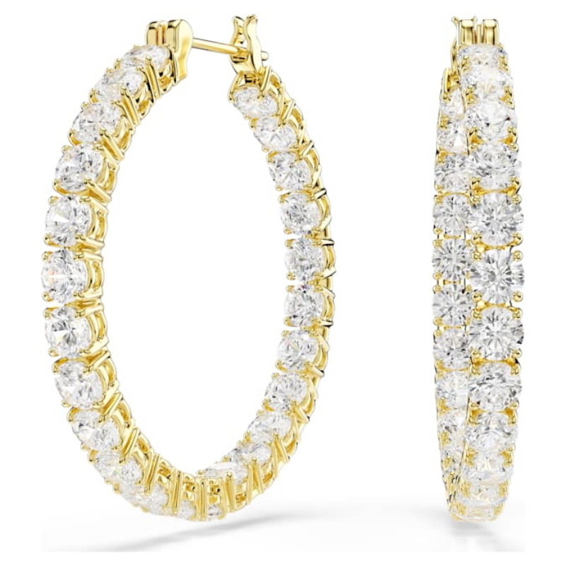 Swarovski 5750620 swarovski fashion piece - matrix orecchino a buco hoop white/gos nuovo in scatola originale