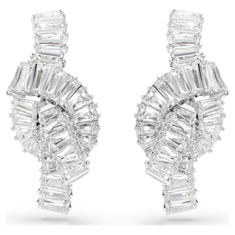 Swarovski 5727040 swarovski fashion piece - matrix orecchino a buco knot whi/rhs nuovo in scatola originale