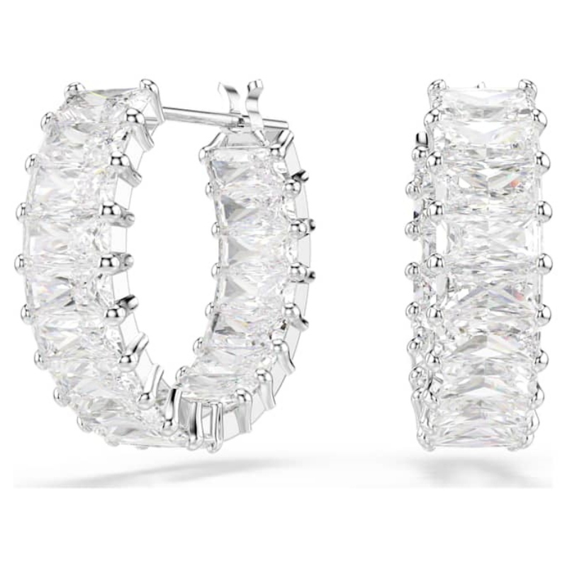 Swarovski 5733397 swarovski fashion piece - matrix orecchino a buco mn hoop white/rh nuovo in scatola originale