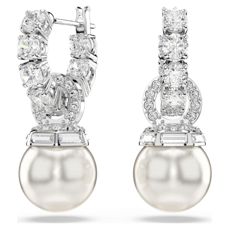 Swarovski 5691716 swarovski fashion piece - matrix orecchino a buco pearl white/rhs nuovo in scatola originale