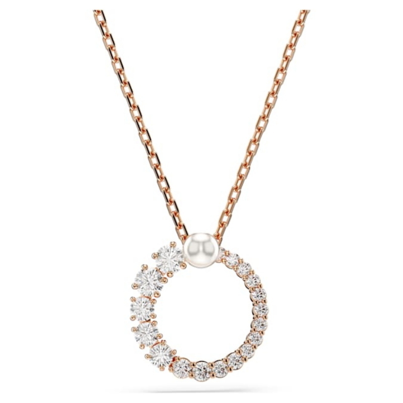 Swarovski 5692265 collana / set swarovski - pend white/ros nuovo in scatola originale