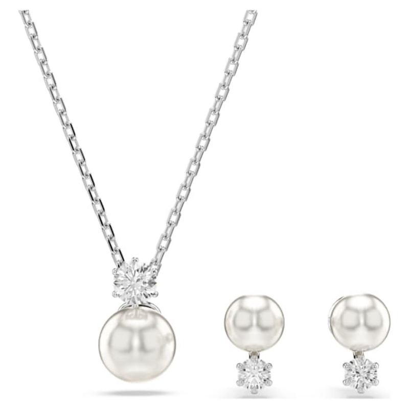 Swarovski 5689624 collana / set swarovski - set pearl white/rhs nuovo in scatola originale