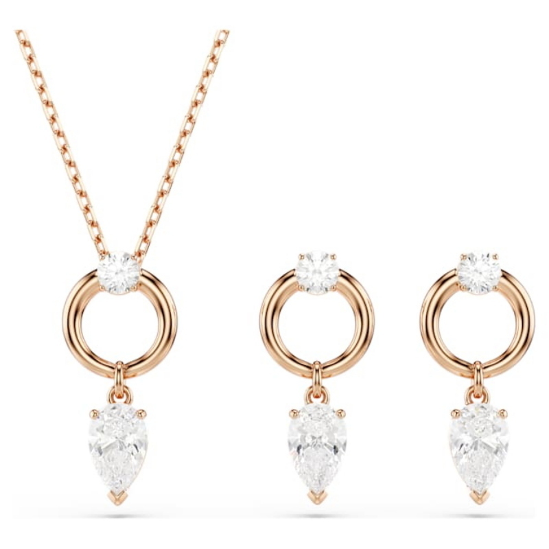 Swarovski 5733808 collana / set swarovski - set drop white/ros nuovo in scatola originale
