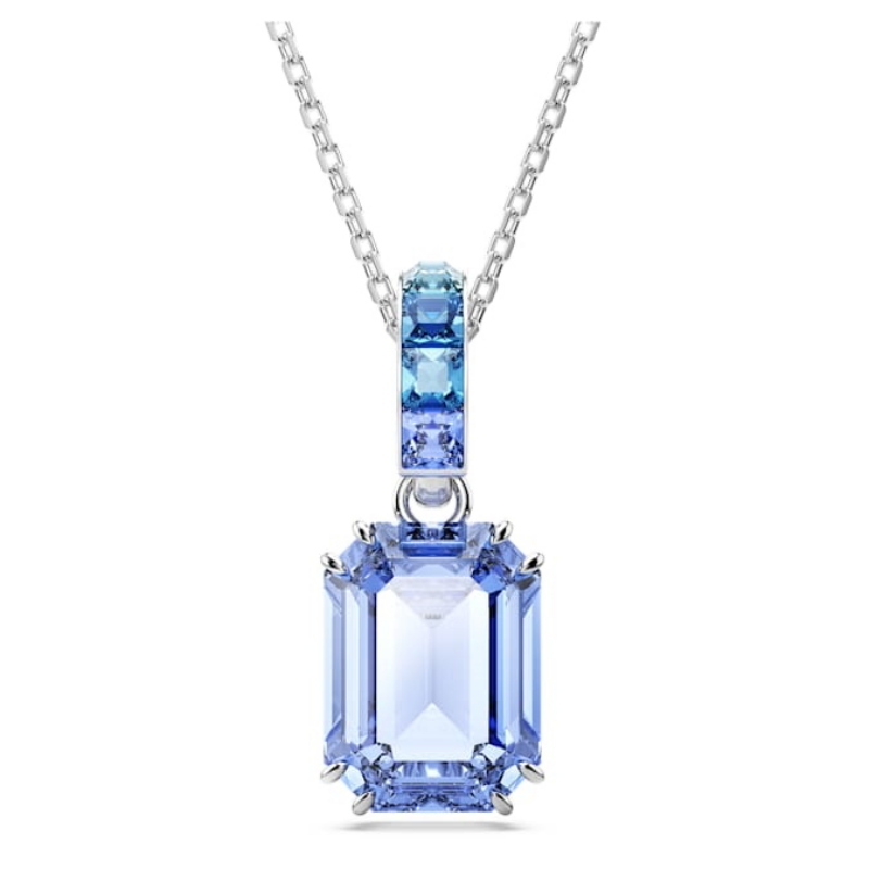 Swarovski 5696518 collana / set swarovski - pend long pendente blu/rhs nuovo in scatola originale