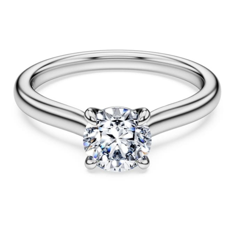 Swarovski 5697797 anello swarovski - anello round 1.0ct wg18 55 nuovo in scatola originale
