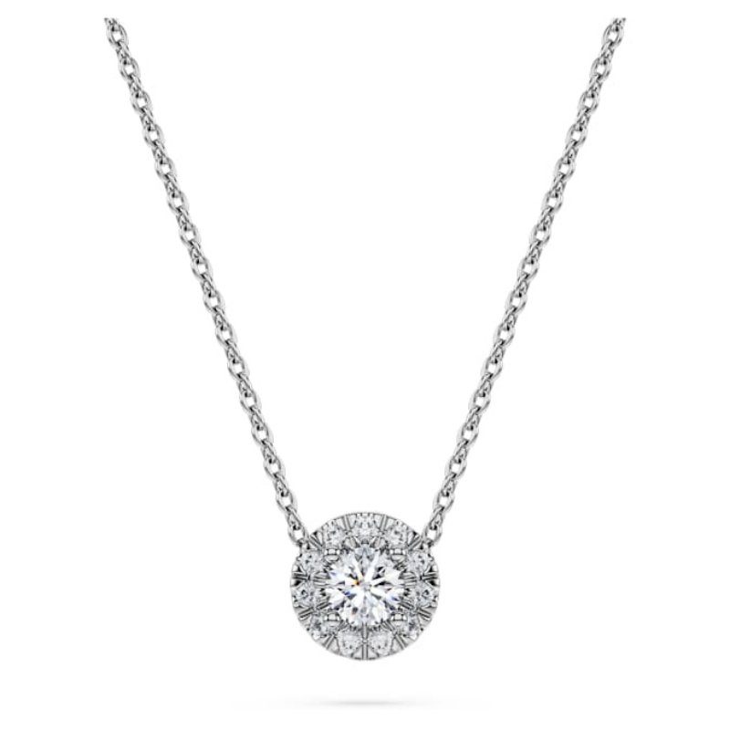 Swarovski 5697105 collana / set swarovski - pend round 0.23ct ag925 nuovo in scatola originale