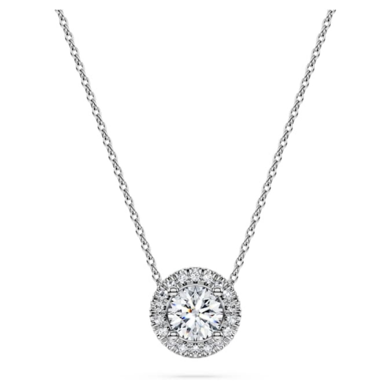 Swarovski 5697769 collana / set swarovski - pend round 0.59ct wg18 nuovo in scatola originale