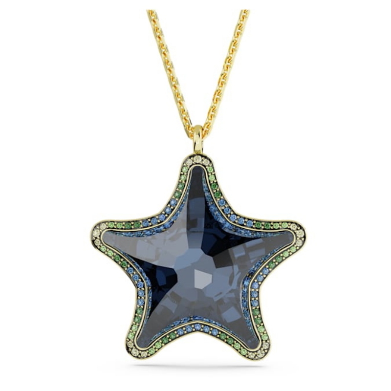 Swarovski 5707049 collana / set swarovski - pend long pendente blu/gos nuovo in scatola originale