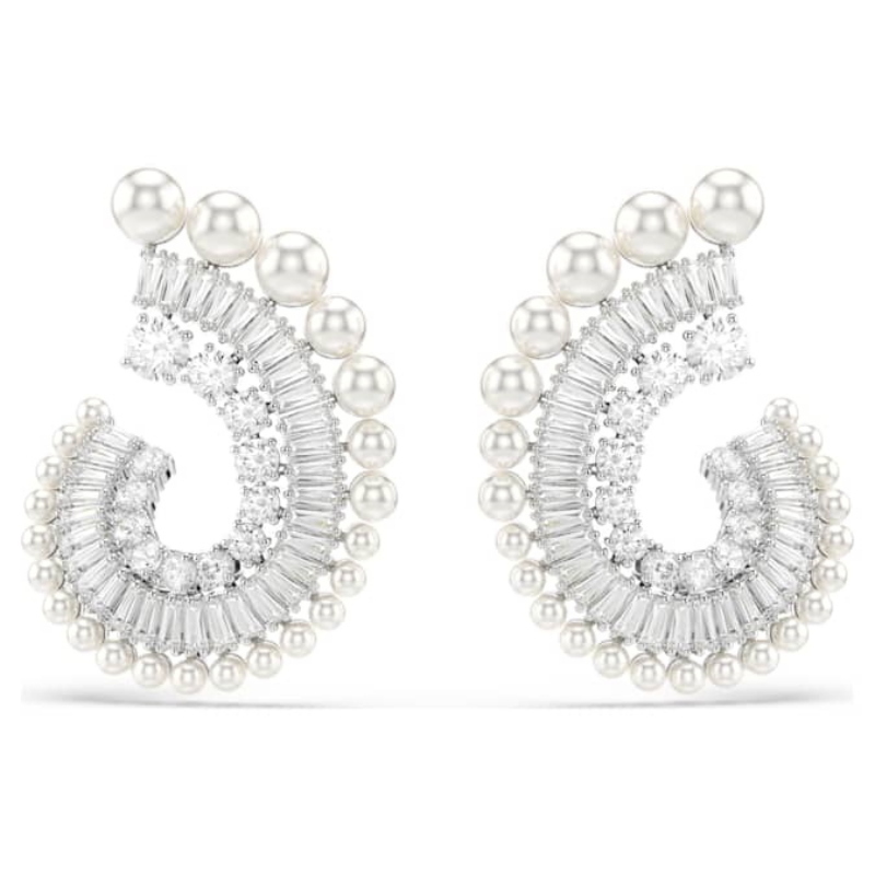 Swarovski 5720869 swarovski fashion piece - ss25 capsule orecchino a buco prl whi/rh nuovo in scatola originale