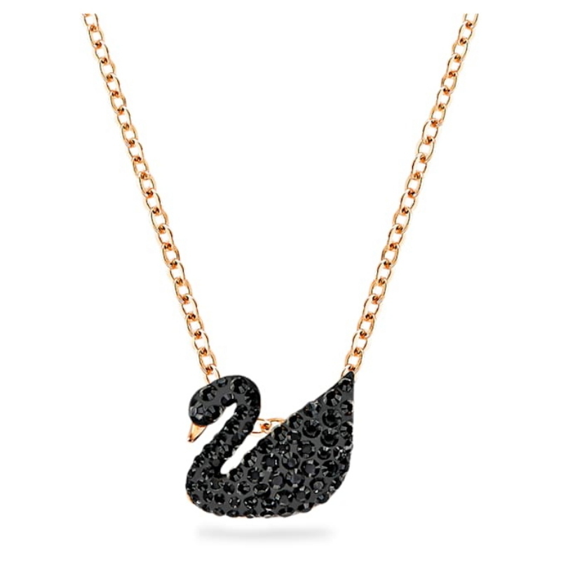 Swarovski 5204133 collana / set swarovski - pend jet/ros nuovo in scatola originale