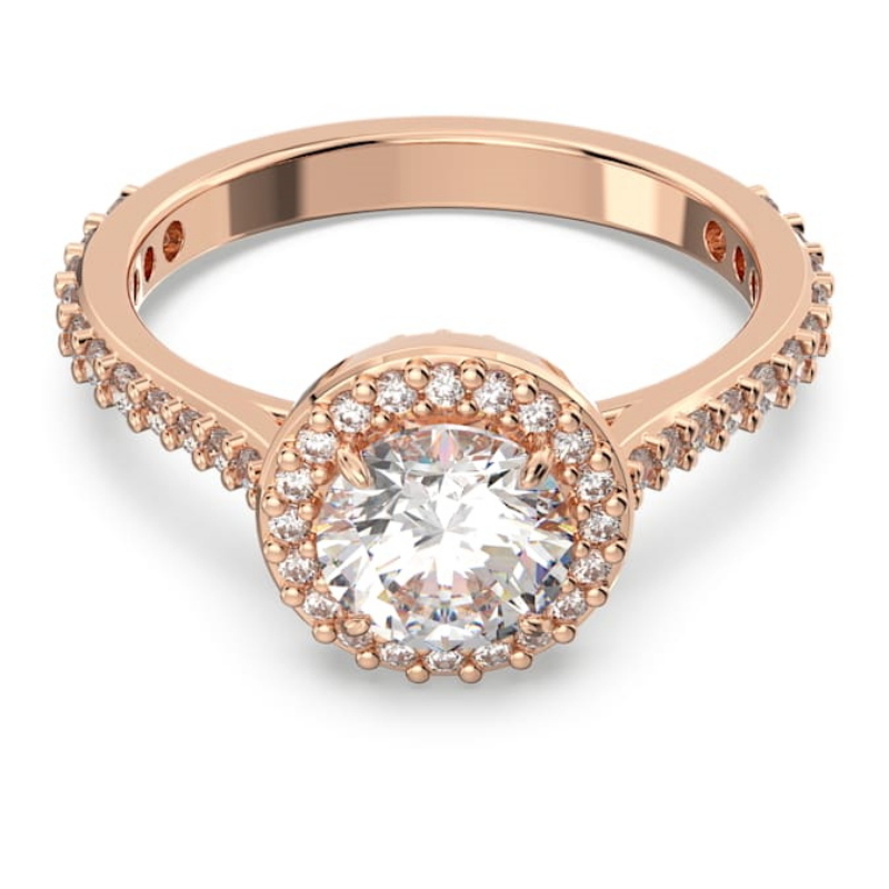 Swarovski 5639404 anello swarovski - ring rnd pv l white/ros 55 nuovo in scatola originale