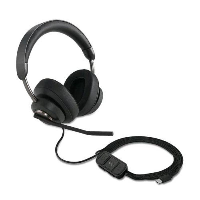Kensington h2000 cuffie over-ear usb-c con microfono plug & play universale con cancellazione del rumore passiv compatibili con windows e mac cavo da 1,8 m usb-c nero