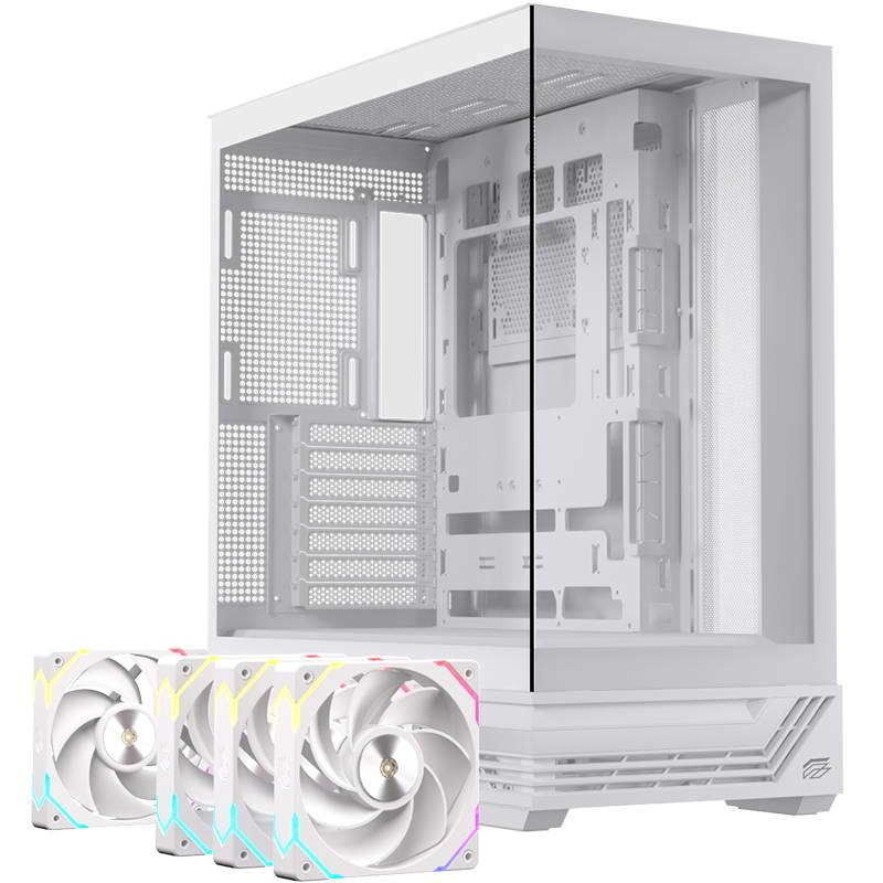 Einarex case atx gaming s800rgbwh atx rgb bk gaming wh 4 x rgb fans