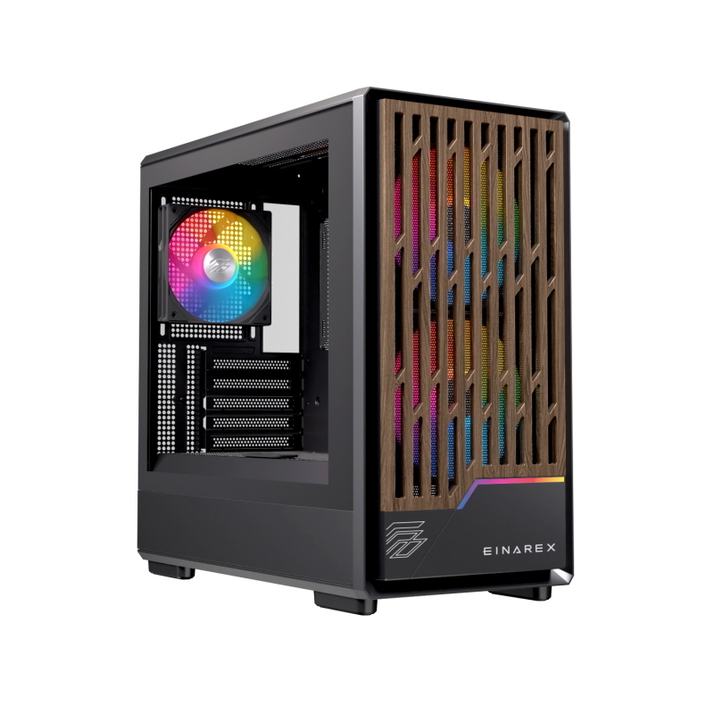 Einarex case microatx gaming pm400rgbbk microatx/itx black 3 x rgb fans
