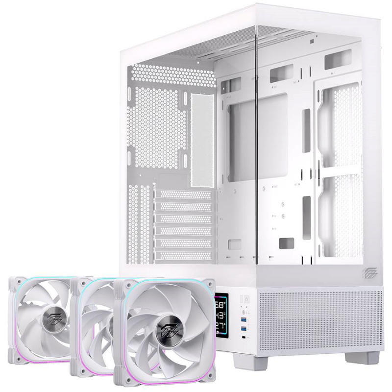 Einarex case matx gaming s501d rgb white matx rgb wh gaming 3 x rgb fans