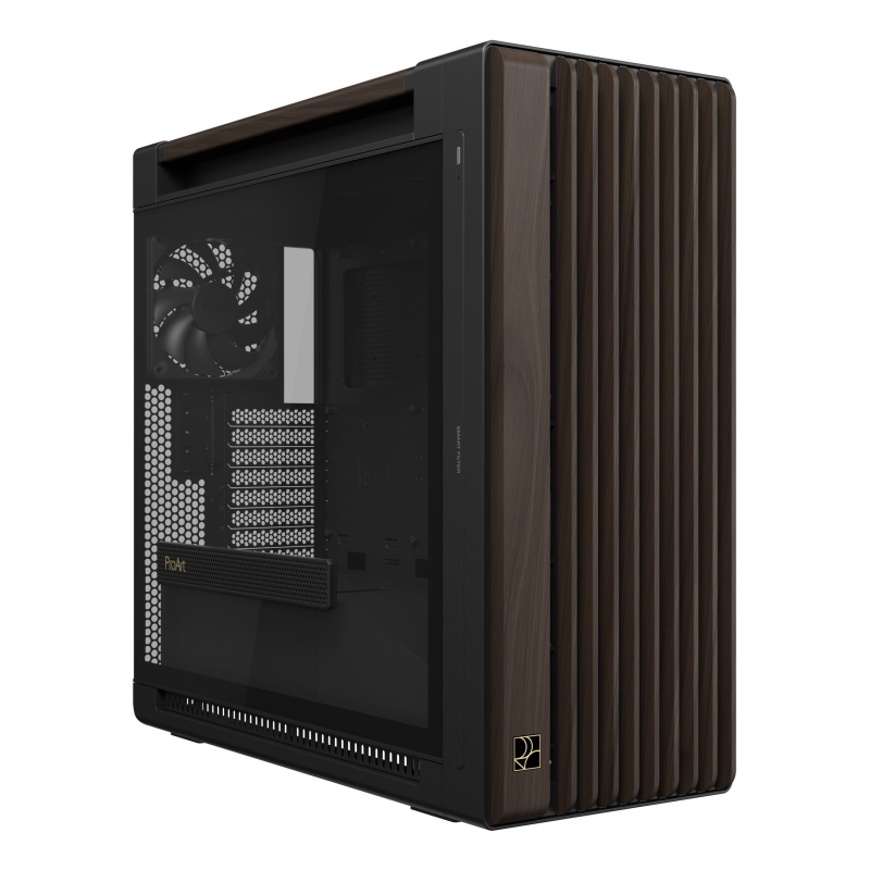 Asus proart pa602 wood edition modern black - tempered glass panel midi tower nero, legno