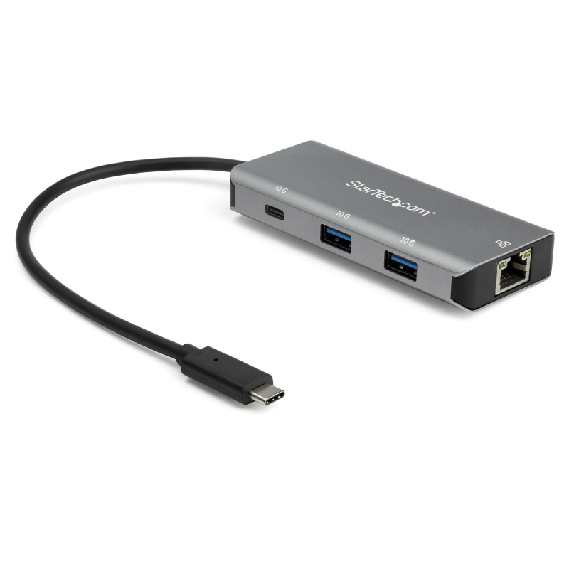 Startech .Com Hub Usb-C A 3 Porte Con Gigabit Ethernet Rj45 Gbe - 2X Usb-A, 1X Usb-Type C - Adattatore Superspeed 10Gbps Usb 3.2 Gen 2 Tipo C - Alimentato Tramite Usb - Alluminio - Funziona W/Tb3 - Immagine 2