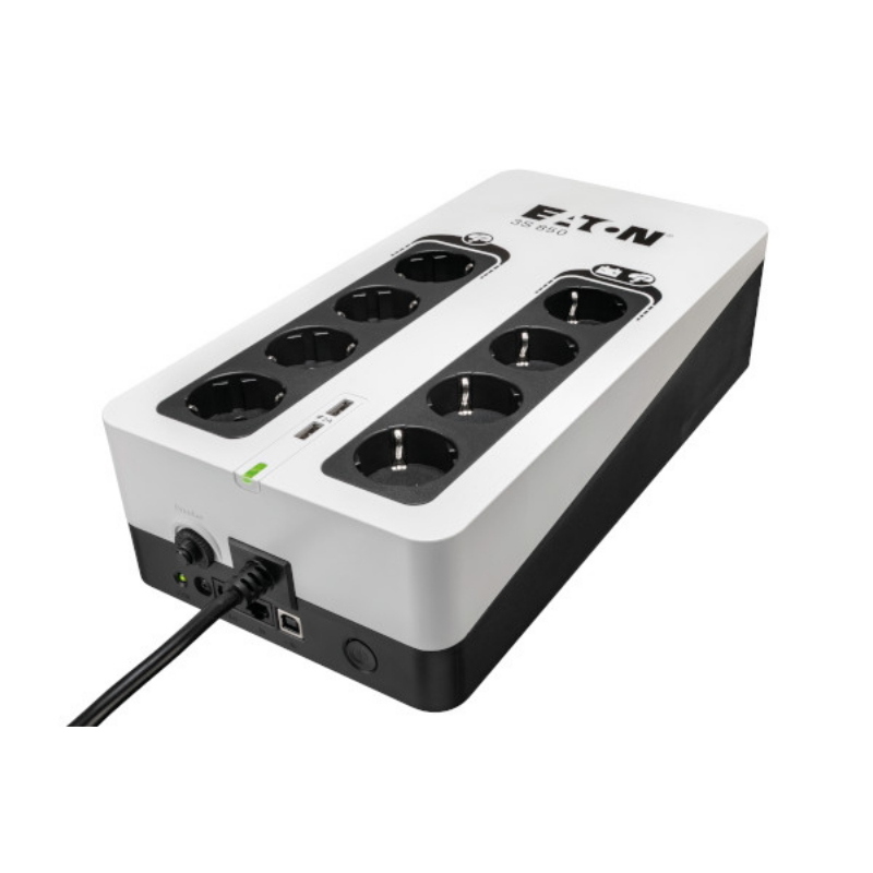 Eaton 3s gen2 ups din, 850 va 510w ingr: schuko usc: (4) schuko (4) schuko solo surge com usb tower