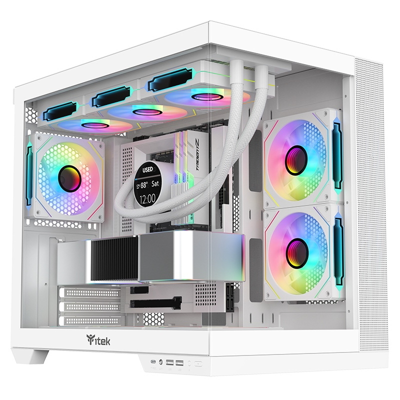 Itek case dark cave ds, gaming tower, atx, 3x12cm argb fan, 2xusb3, type-c, side front panel temp