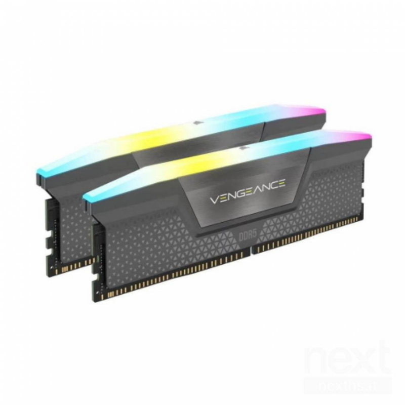 Corsair cmh32gx5m2d6000z38 vengeance rgb 32gb kit 2x16gb ddr5 6000mhz cl38 grigio - memorie ram