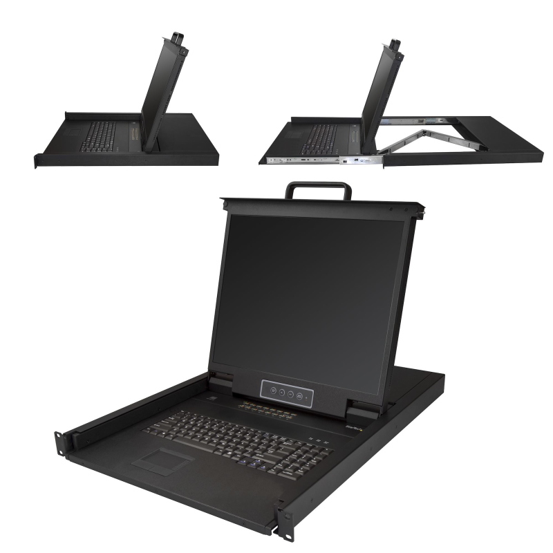 Startech.com console kvm per armadio rack - monitor lcd 19\ - kvm switch vga a 16 porte integrato - cassetto kvm 1u montabiole