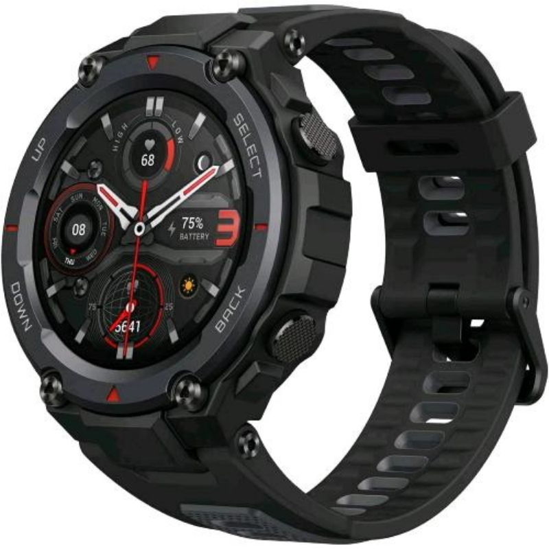 Amazfit t-rex 3 pro smartwatch 48mm 1.3 amoled impermeabile 10 atm 100 modalita` sportive gps spo2 cardiofrequenzimetro, monitor del sonno, contapassi nero