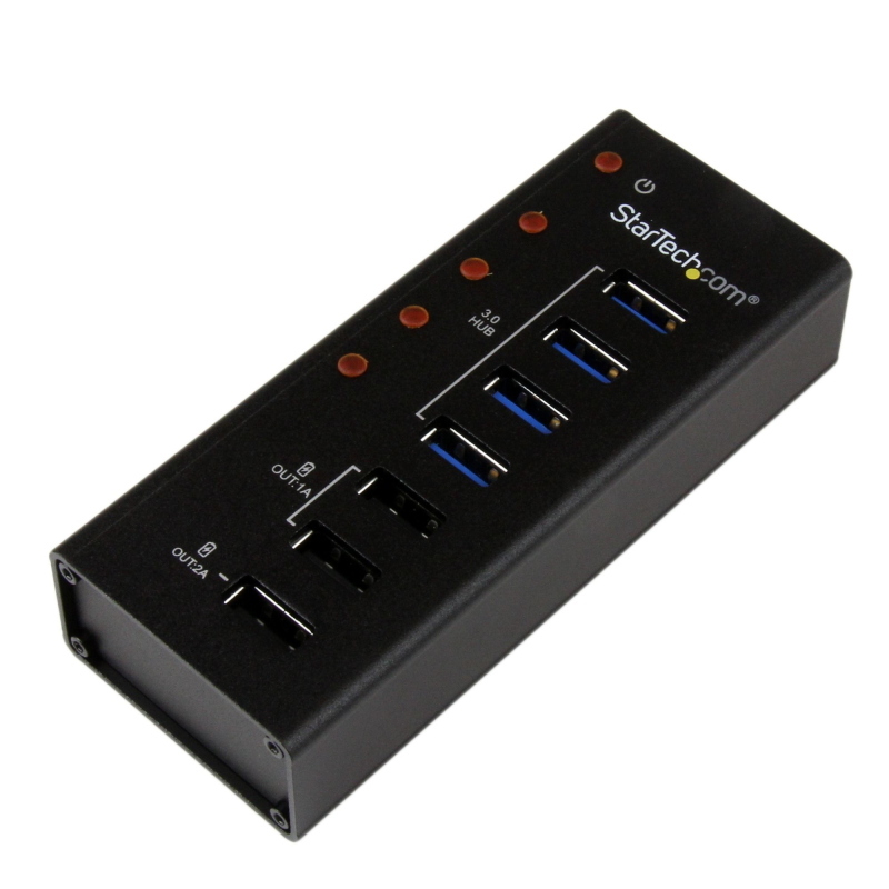 Startech.com hub usb 3.0 alimentato a 4 porte con 3 porte di ricarica usb dedicate (2 x 1a e 1 x 2a) - box esterno in metallo - Immagine 6