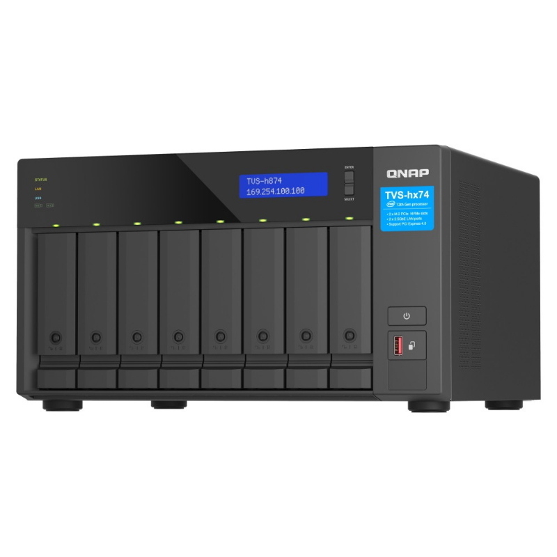 Qnap tvs-h874x nas tower collegamento ethernet lan nero