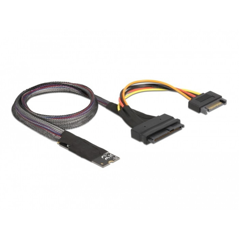 Delock 62984 adattatore per inversione del genere dei cavi 67-pin m.2 key m u.2 sff-8639/sata 15-pin nero