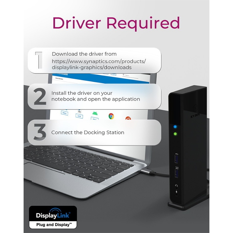 Icy box ib-dk2251ac cablato usb 3.2 gen 2 (3.1 gen 2) type-a nero