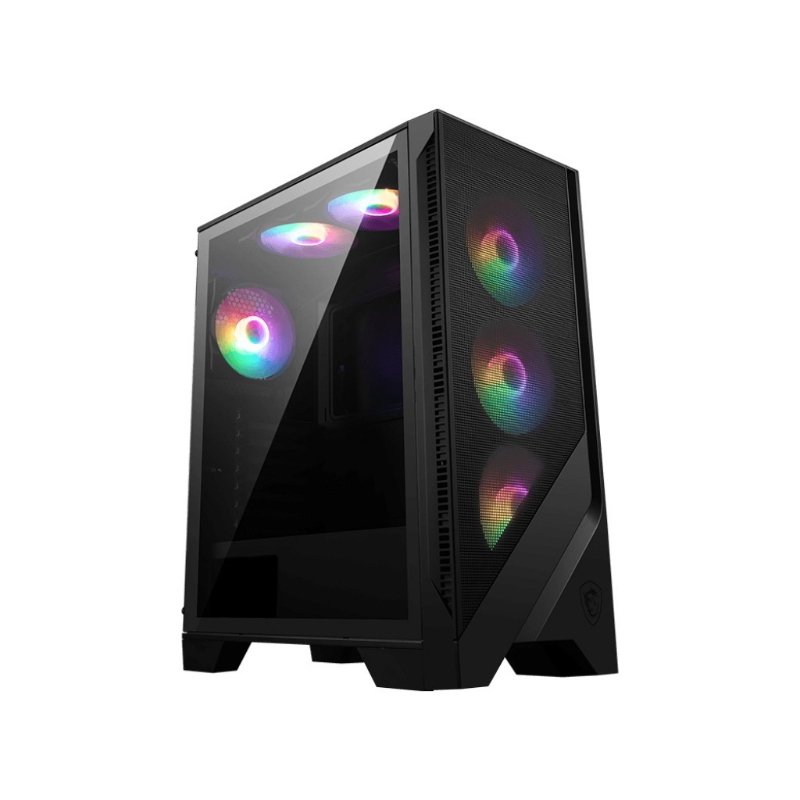 Msi mag forge 120a airflow computer case midi tower nero, trasparente