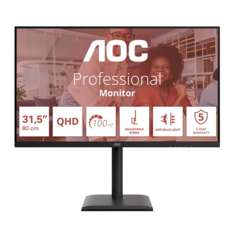 Aoc monitor 31,5 led ips qhd 16:9 100hz 4ms 350 cdm, pivot, dp/hdmi, multimediale